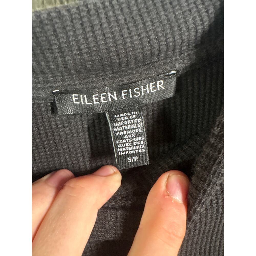 Eileen Fisher Tencel and Organic Cotton Waffle Top Womens Small Mock Neck Black - Picture 4 of 6